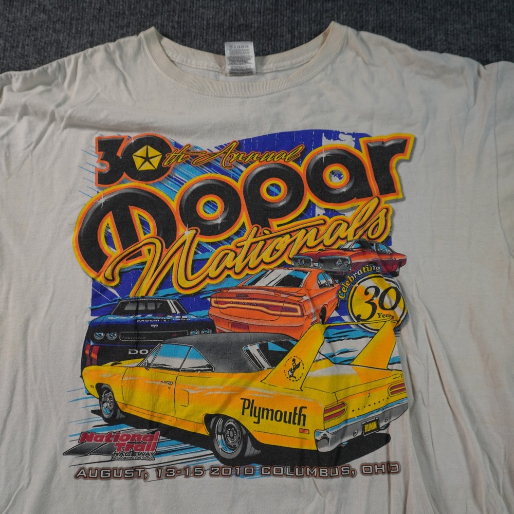 Mopar Nationals T Shirt Mens 2XL White 2010 Racing Graphic Fruit of the Loom